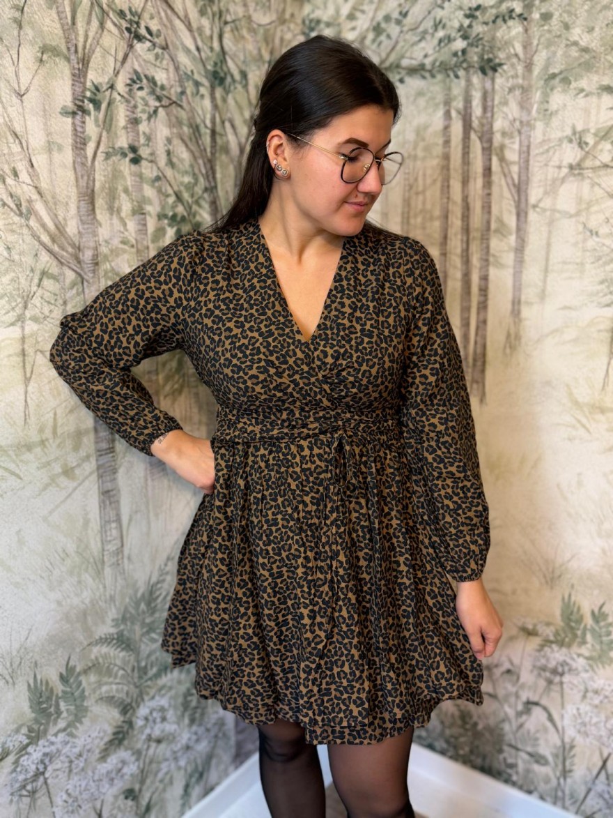 Robe Maelle Léopard Femme Cache-Cœur à Nouer | Marina & Paloma