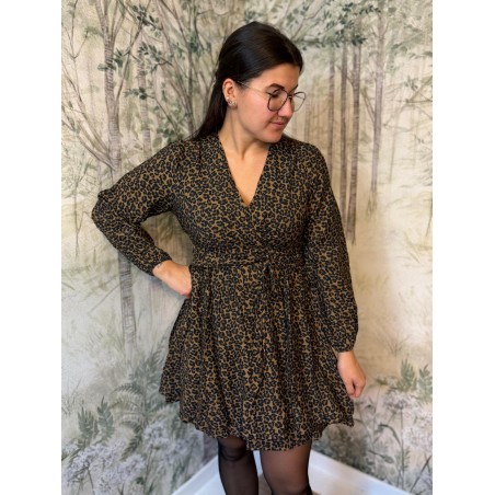 Robe Maelle Léopard Femme Cache-Cœur à Nouer | Marina & Paloma