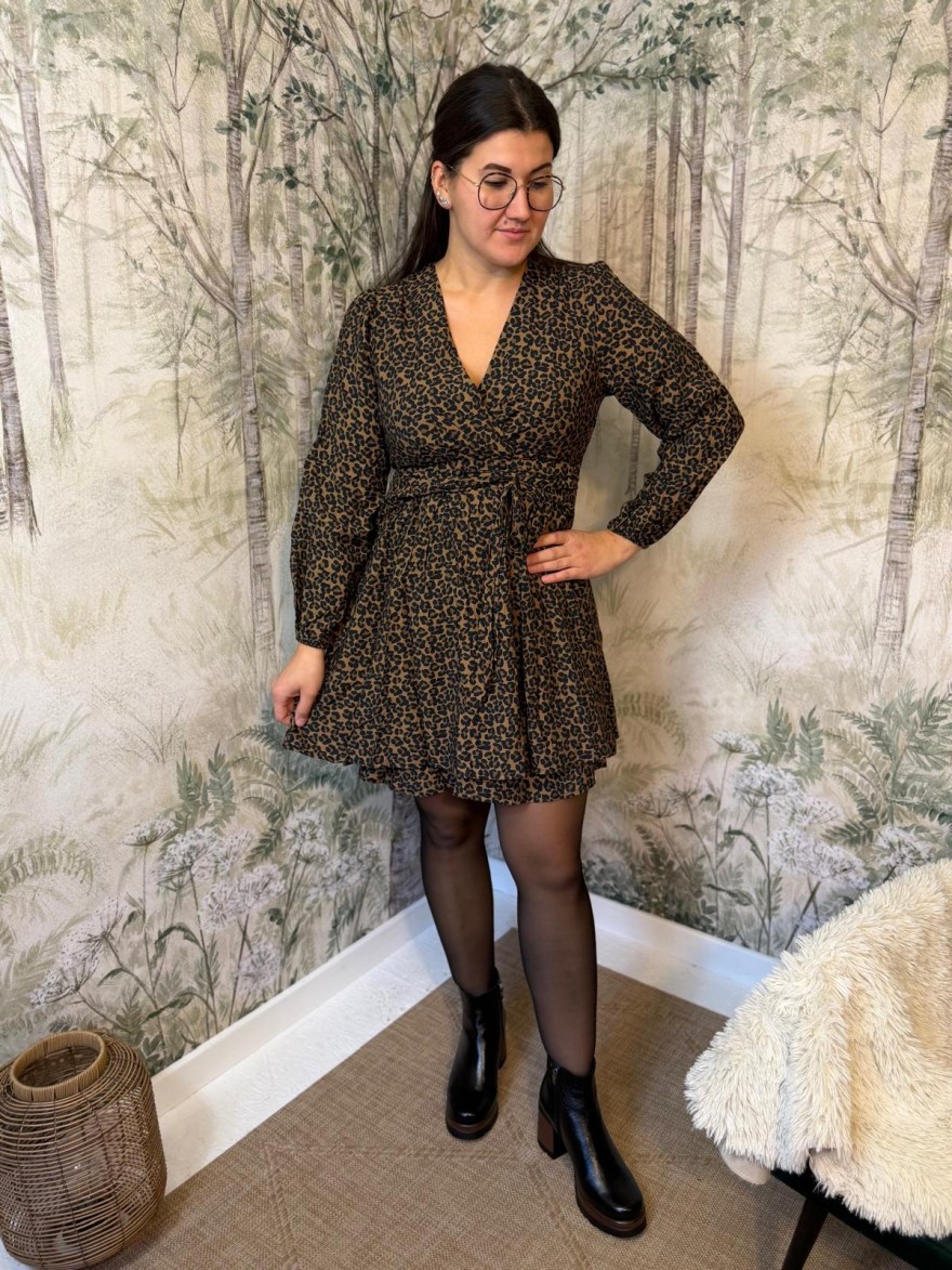 Robe Maelle Léopard Femme Cache-Cœur à Nouer | Marina & Paloma