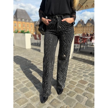 Jean Wide Leg Zebra Full Strass Sarah John Femme | Marina & Paloma