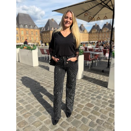 Jean Wide Leg Zebra Full Strass Sarah John Femme | Marina & Paloma