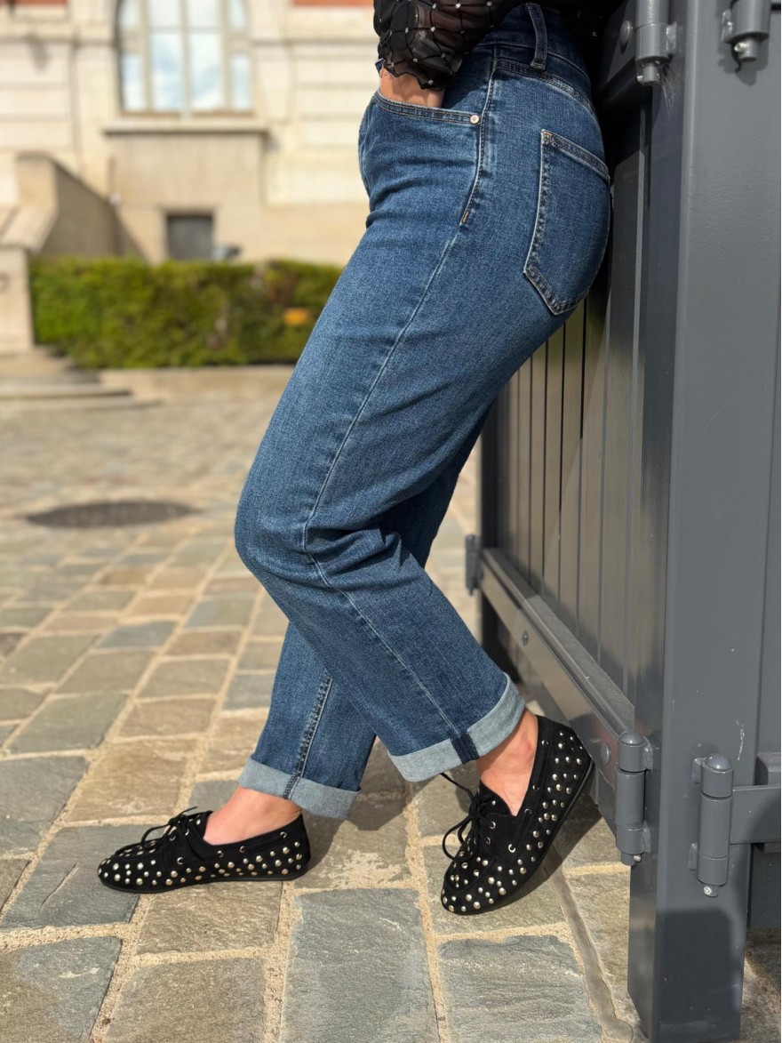 Mocassin Findlay Noir à Clous Métalliques Effet Suédine | Marina & Paloma