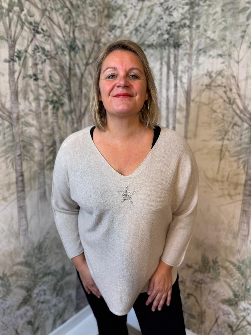 Pull Grande Taille Avec Étoile et Strass Femme | Marina & Paloma