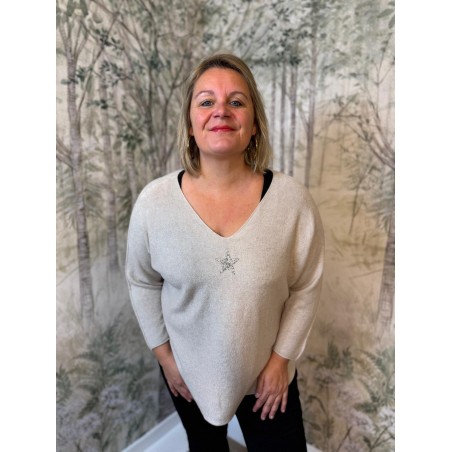 Pull Grande Taille Avec Étoile et Strass Femme | Marina & Paloma