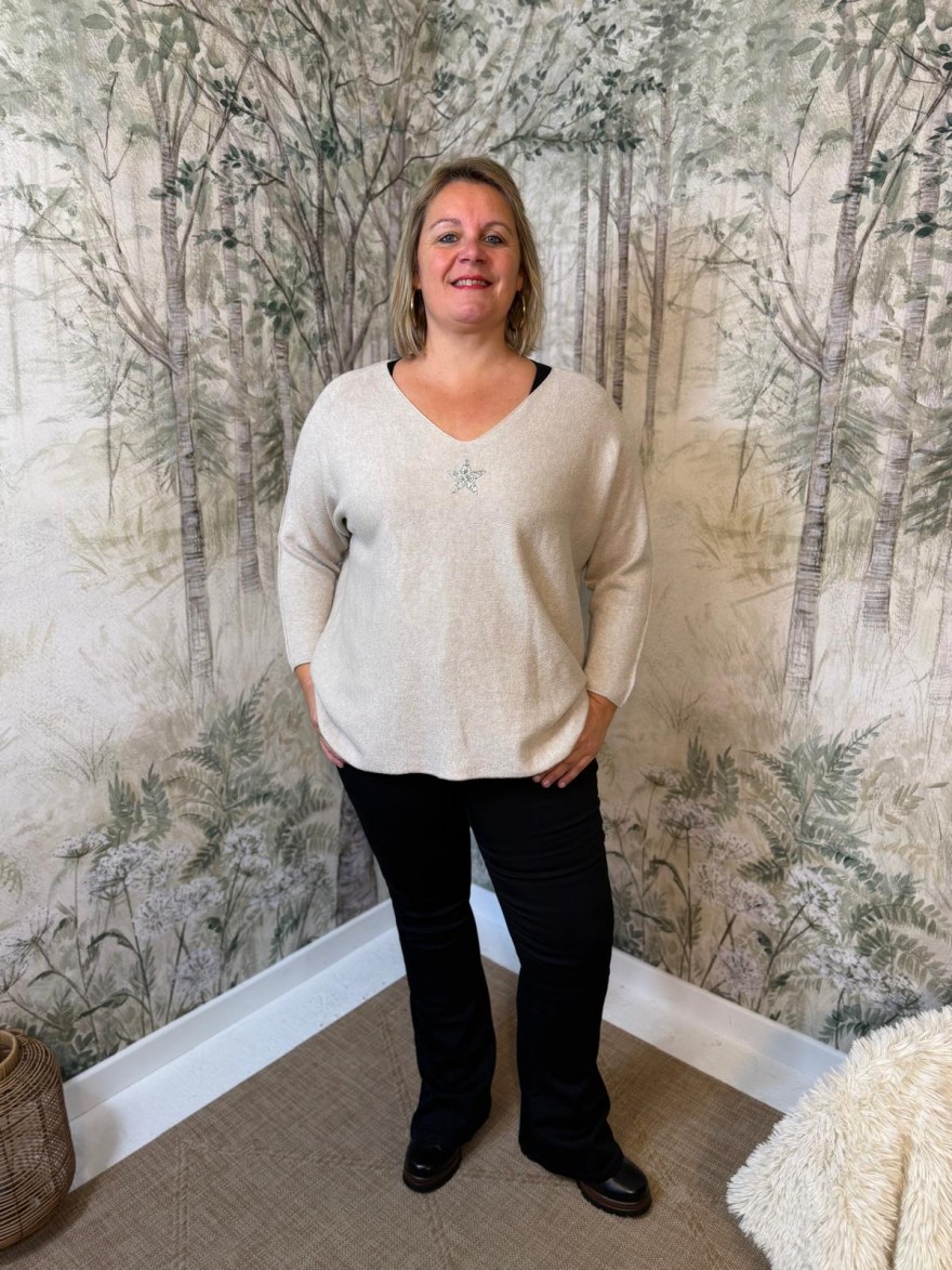 Pull Grande Taille Avec Étoile et Strass Femme | Marina & Paloma