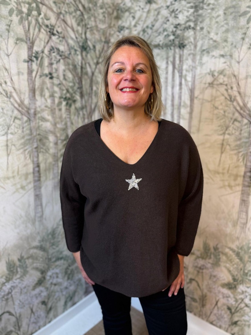Pull Grande Taille Avec Étoile et Strass Femme | Marina & Paloma