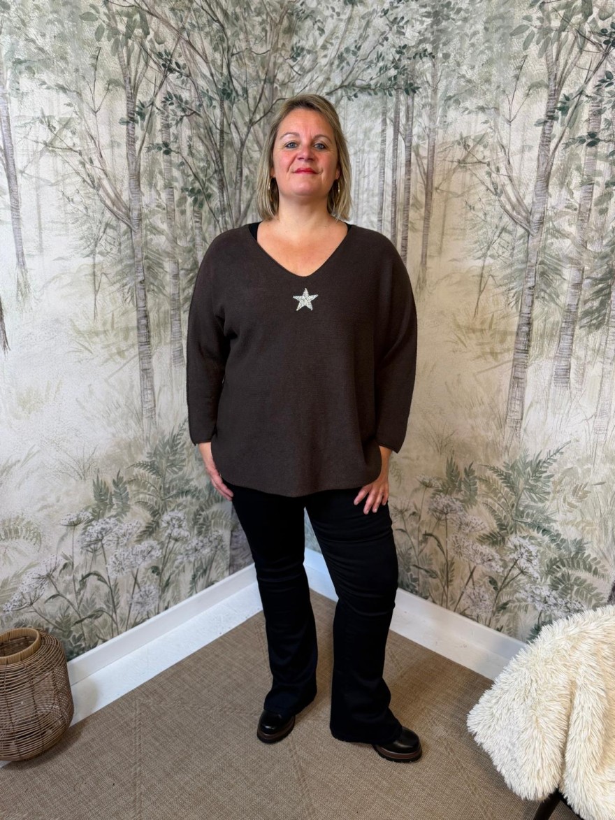 Pull Grande Taille Avec Étoile et Strass Femme | Marina & Paloma