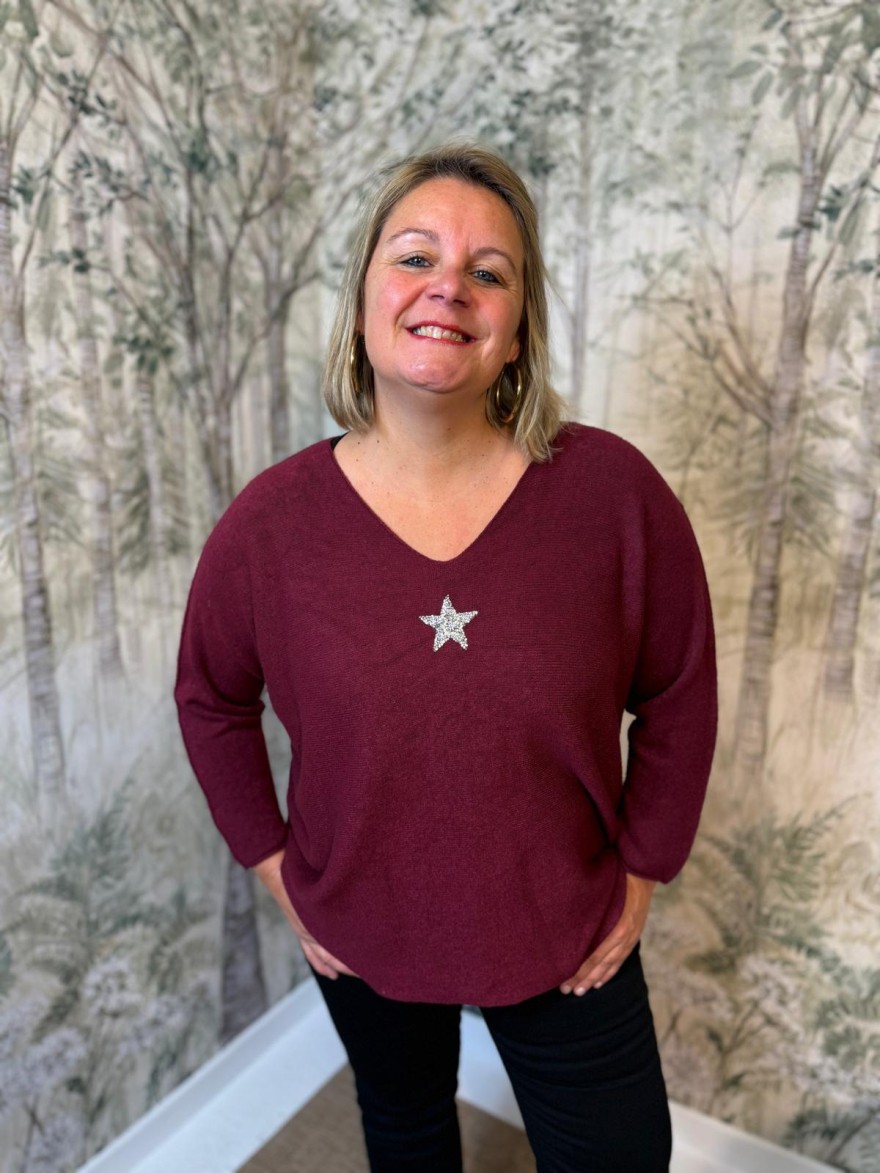 Pull Grande Taille Avec Étoile et Strass Femme | Marina & Paloma