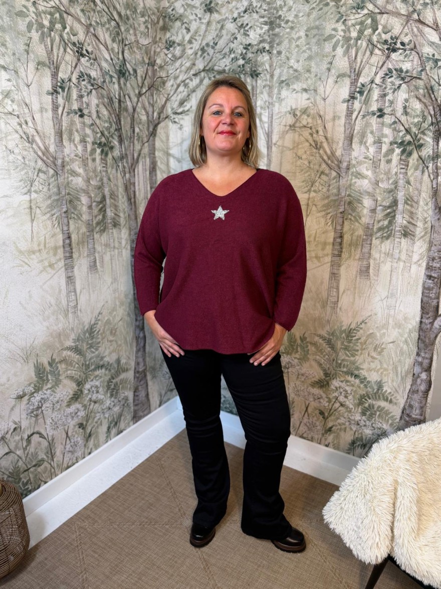 Pull Grande Taille Avec Étoile et Strass Femme | Marina & Paloma