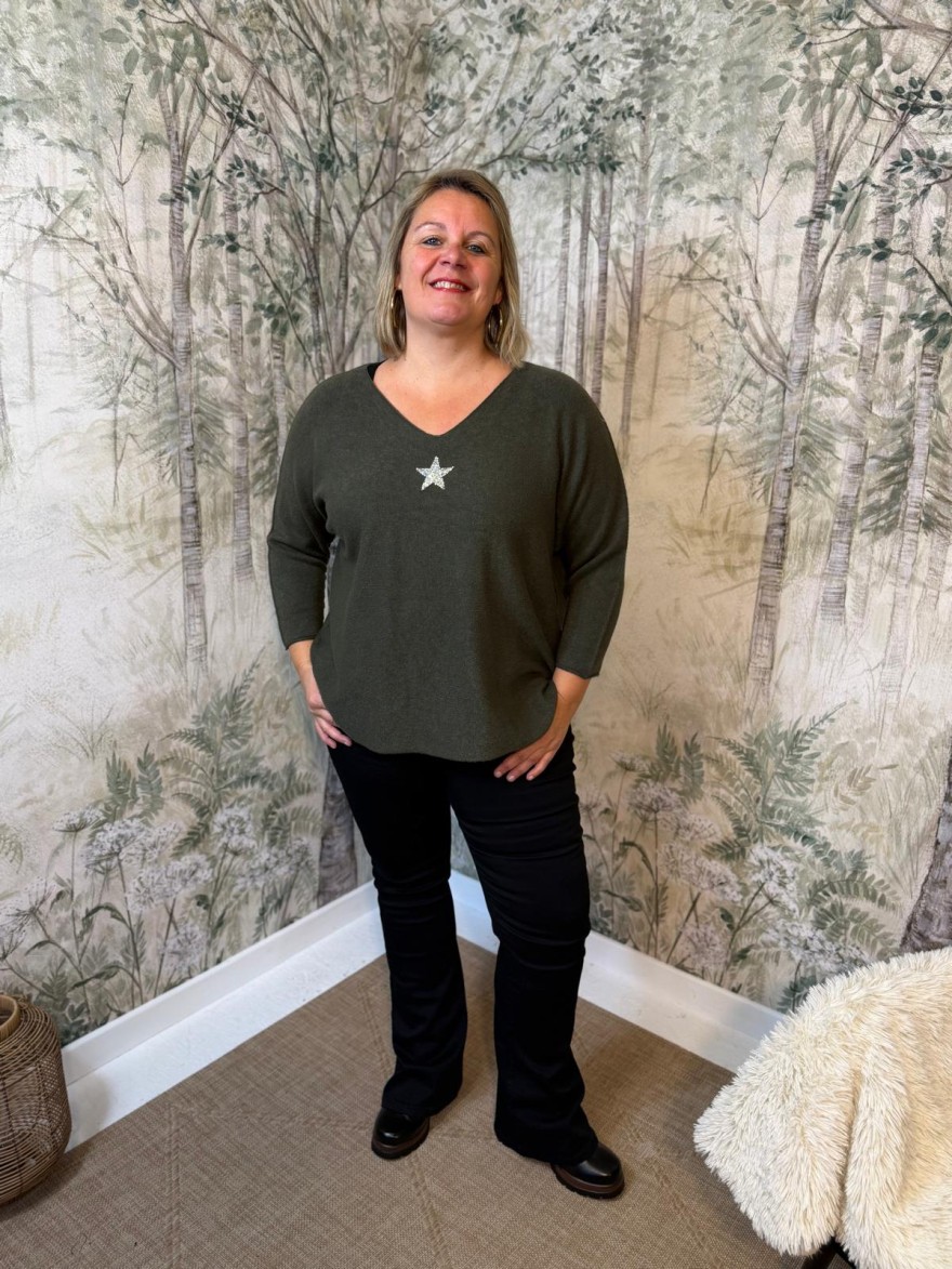 Pull Grande Taille Avec Étoile et Strass Femme | Marina & Paloma