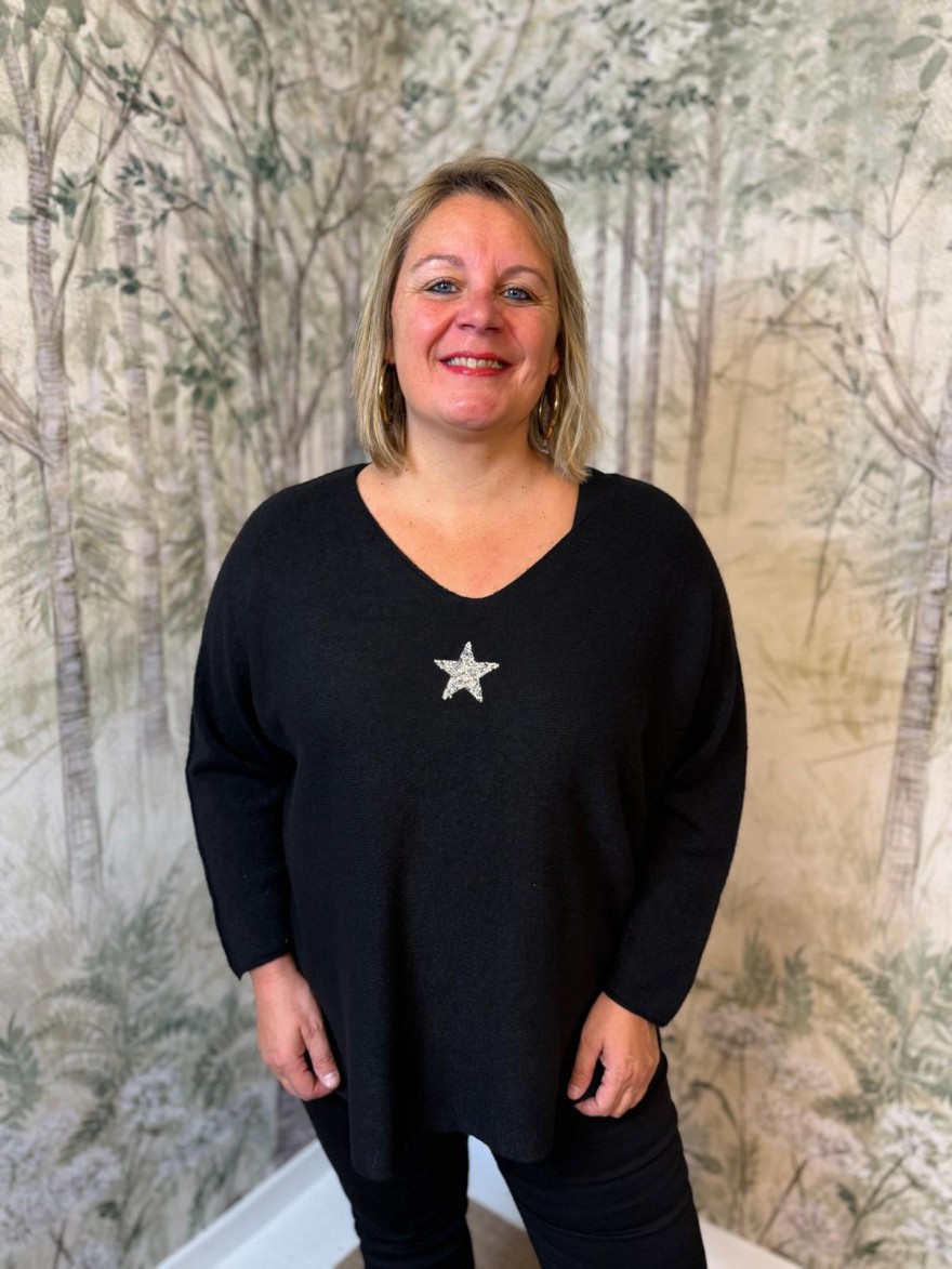 Pull Grande Taille Avec Étoile et Strass Femme | Marina & Paloma