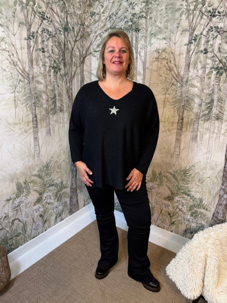 Pull Grande Taille Avec Étoile et Strass Femme | Marina & Paloma