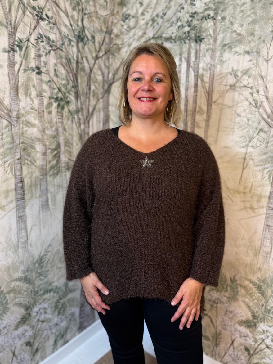 Pull Grande Taille Étoile à Strass Made in Italy | Marina & Paloma