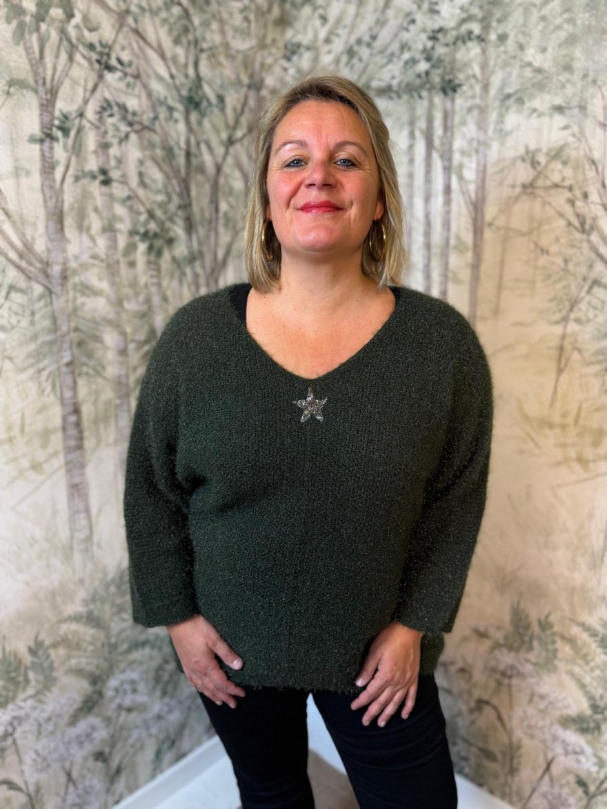 Pull Grande Taille Étoile à Strass Made in Italy | Marina & Paloma