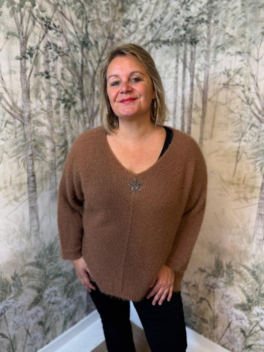 Pull Grande Taille Étoile à Strass Made in Italy | Marina & Paloma