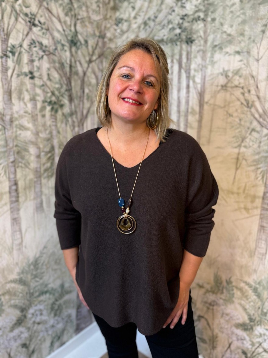 Pull Uni Grande Taille Manches 3/4 et Collier | Marina & Paloma