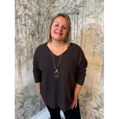 Pull Uni Grande Taille Manches 3/4 et Collier | Marina & Paloma