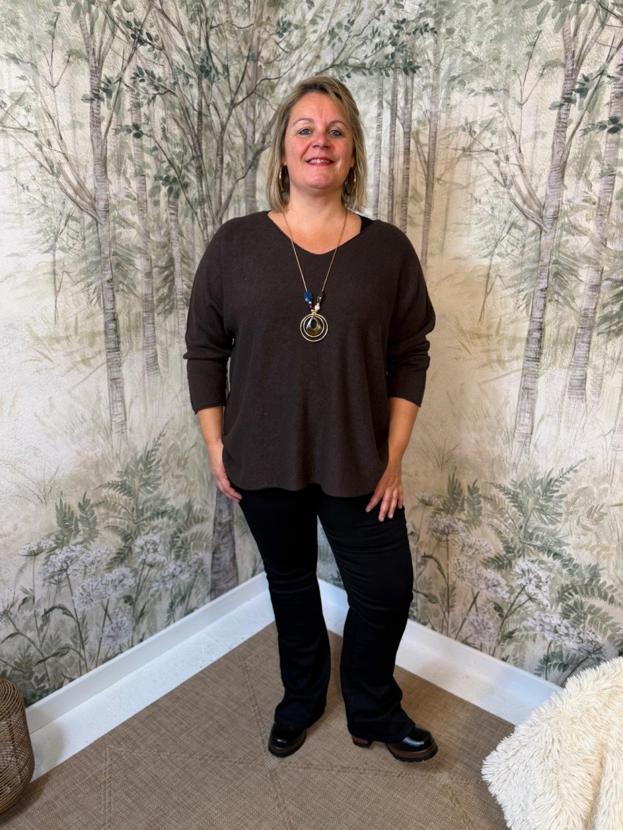 Pull Uni Grande Taille Manches 3/4 et Collier | Marina & Paloma