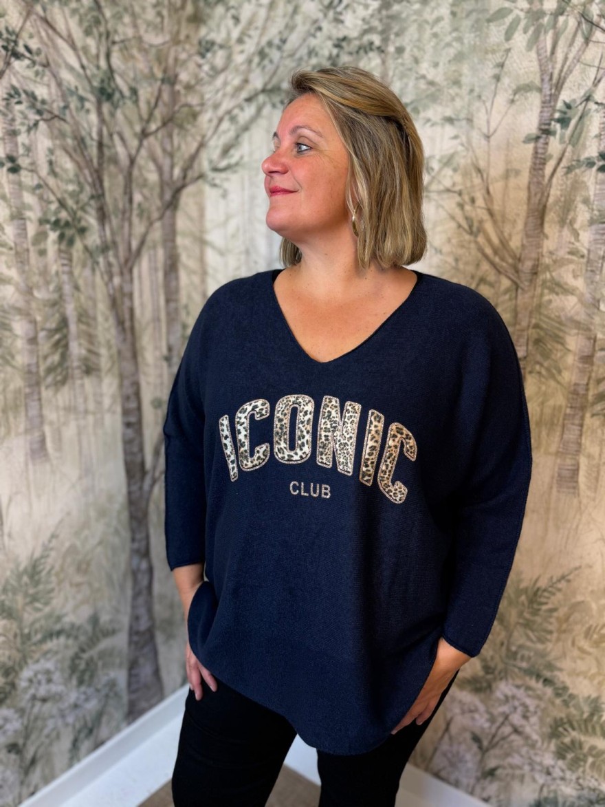 Pull Grande Taille Iconic Léopard Manches 3/4 | Marina & Paloma