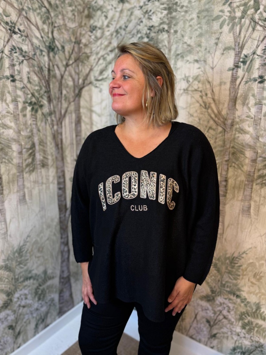 Pull Grande Taille Iconic Léopard Manches 3/4 | Marina & Paloma