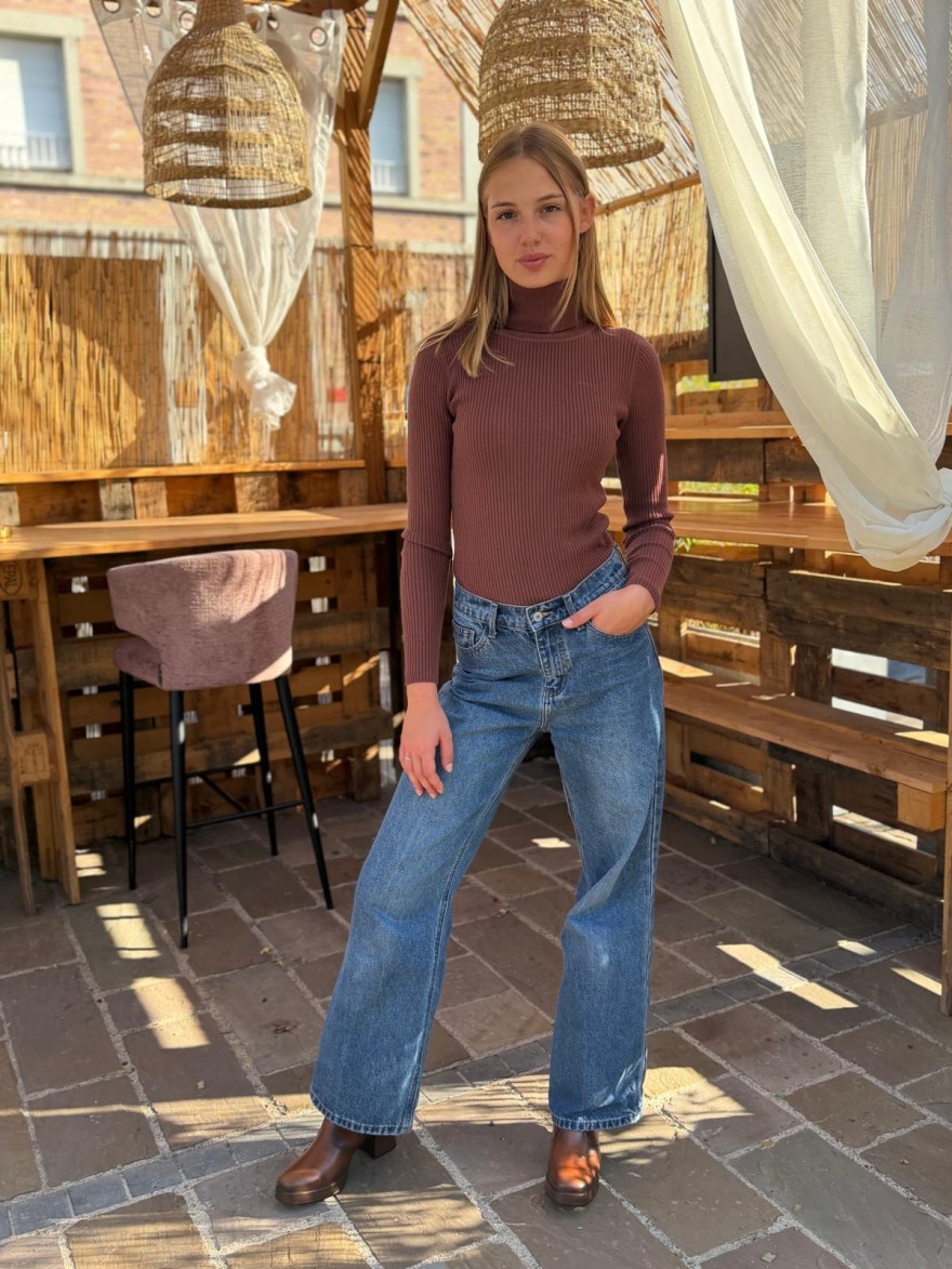 Pull Col Roulé Femme en Maille Fine Côtelée Kilky | Marina & Paloma