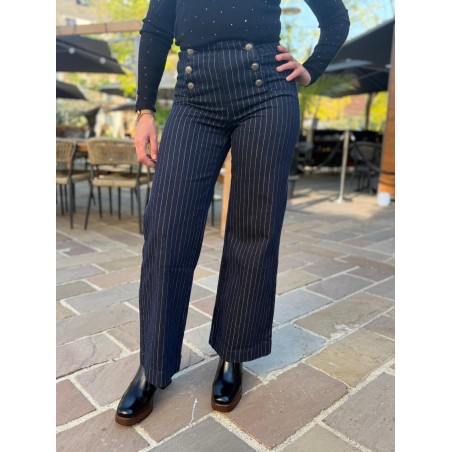 Jean Brut Wide Leg Rayé Oraije JD691 Victoire | Marina & Paloma