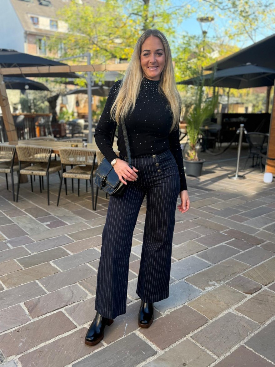 Jean Brut Wide Leg Rayé Oraije JD691 Victoire | Marina & Paloma