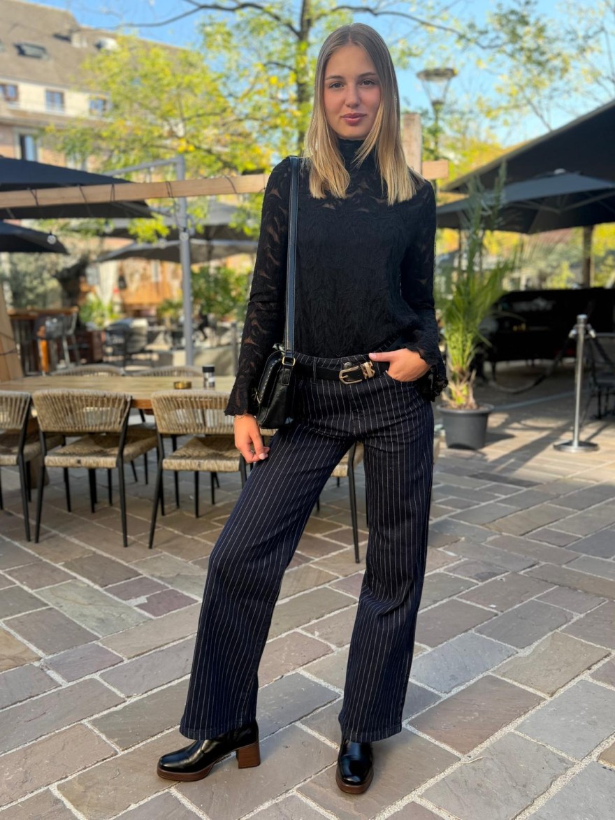 Jean Wide Leg Brut Rayé Oraije Gabriel Femme | Marina & Paloma