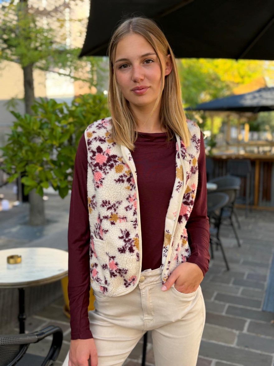 Gilet Sans Manches Moumoute Fleuri By One Femme | Marina & Paloma
