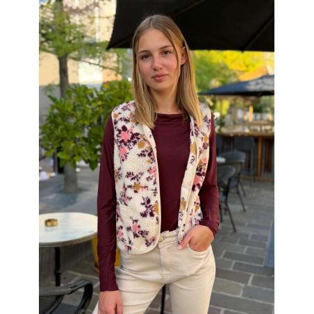 Gilet Sans Manches Moumoute Fleuri By One Femme | Marina & Paloma