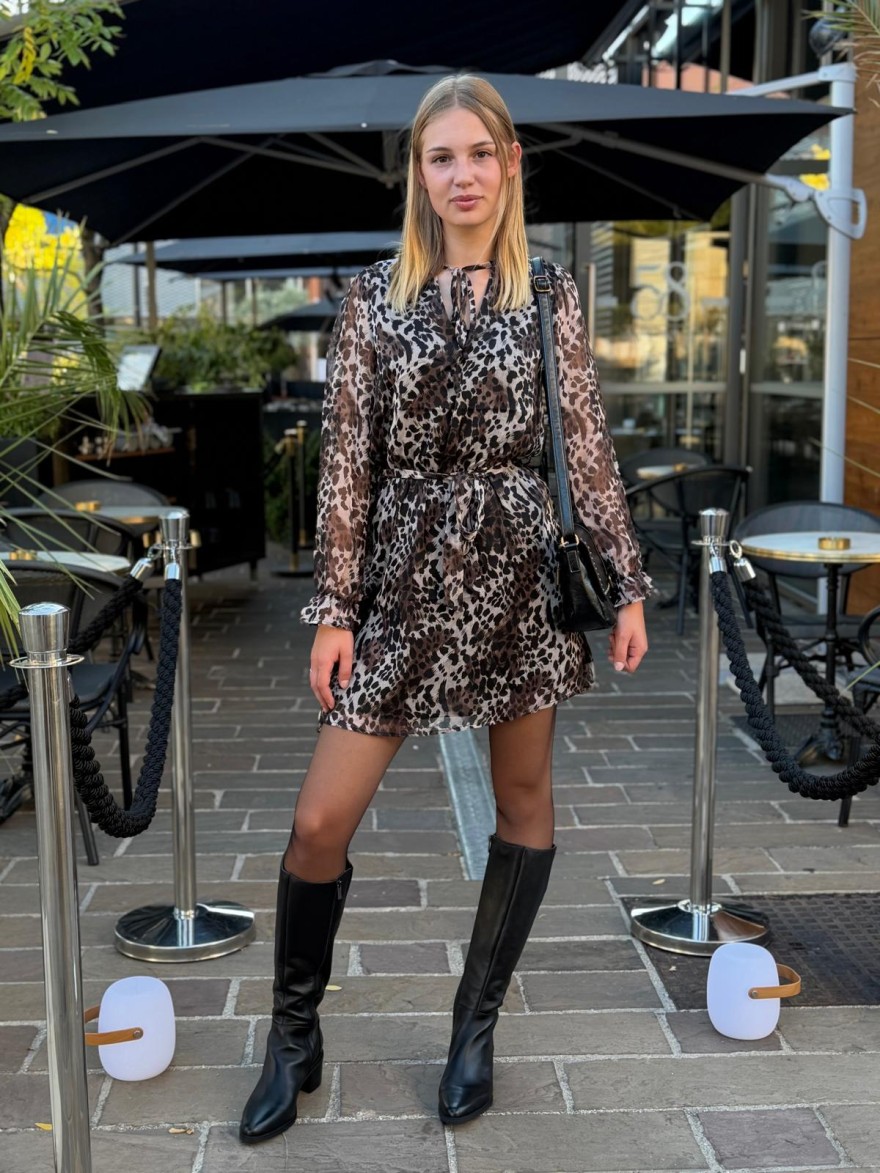 Robe Fluide Léopard Évasée Emma et Ella Femme | Marina & Paloma
