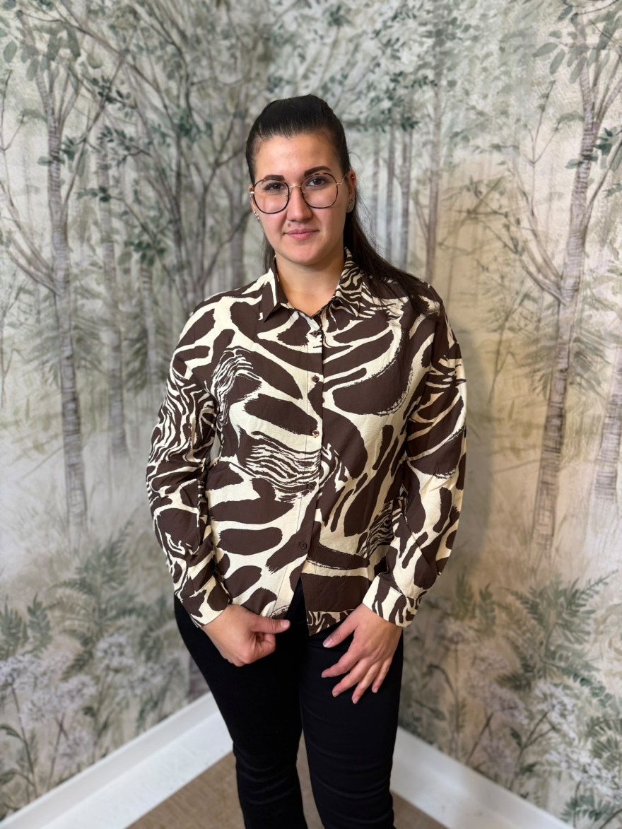 Chemise Emma et Ella Chocolat Effet Zèbre Chic & Élégante | Marina & Paloma