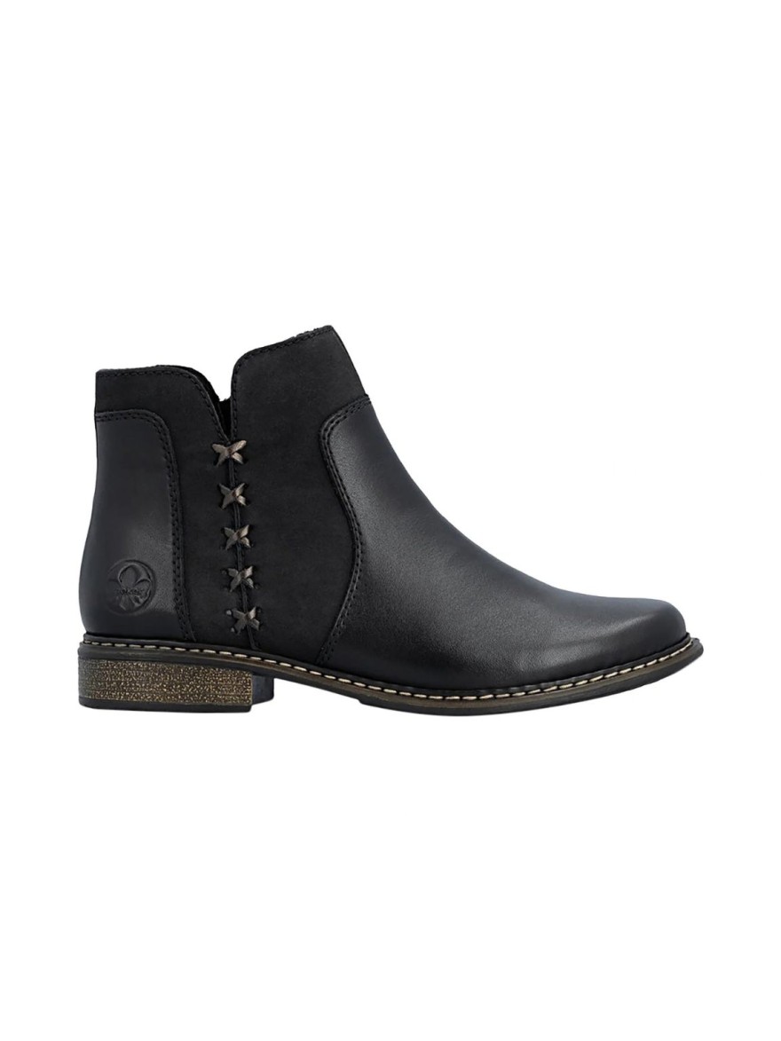 Bottines Plates Noires Rieker Z4951-01 | Marina & Paloma