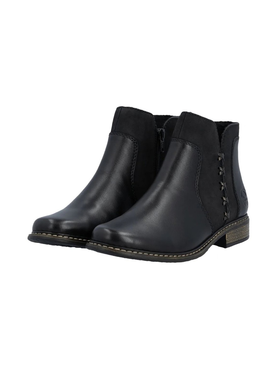 Bottines Plates Noires Rieker Z4951-01 | Marina & Paloma