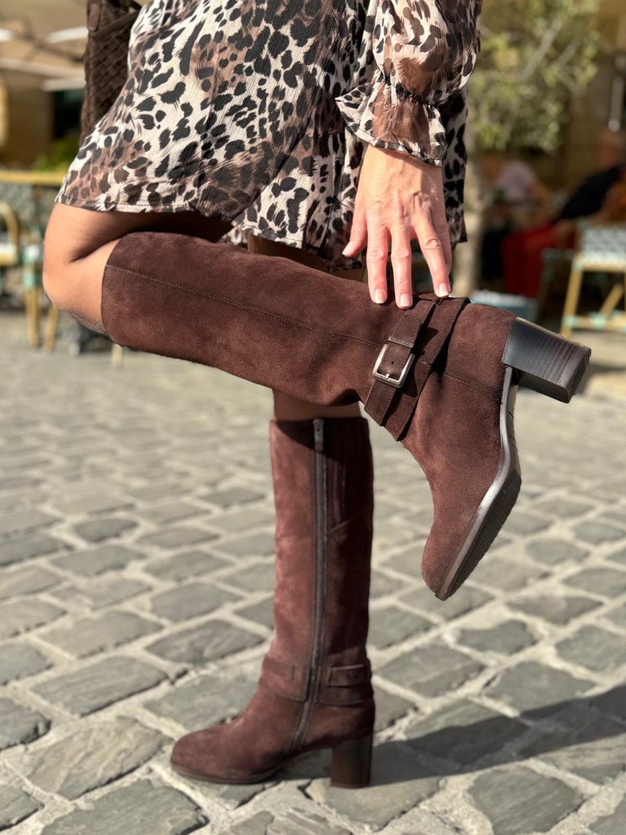 Botte Tamaris 25533 Cuir Velours Talon 7 cm | Marina & Paloma
