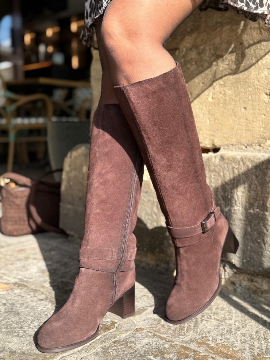 Botte Tamaris 25533 Cuir Velours Talon 7 cm | Marina & Paloma