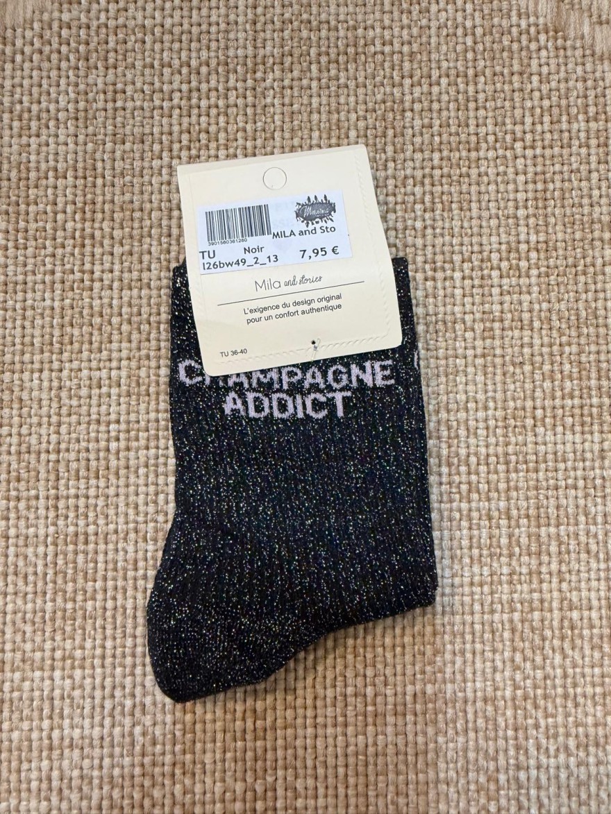 Chaussettes Femme Champagne Addict Mila and Stories | Pailletées