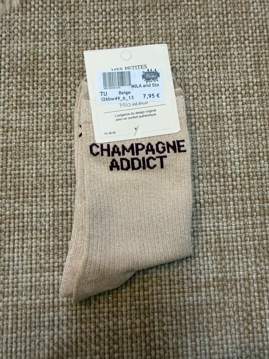 Chaussettes Femme Champagne Addict Mila and Stories | Pailletées