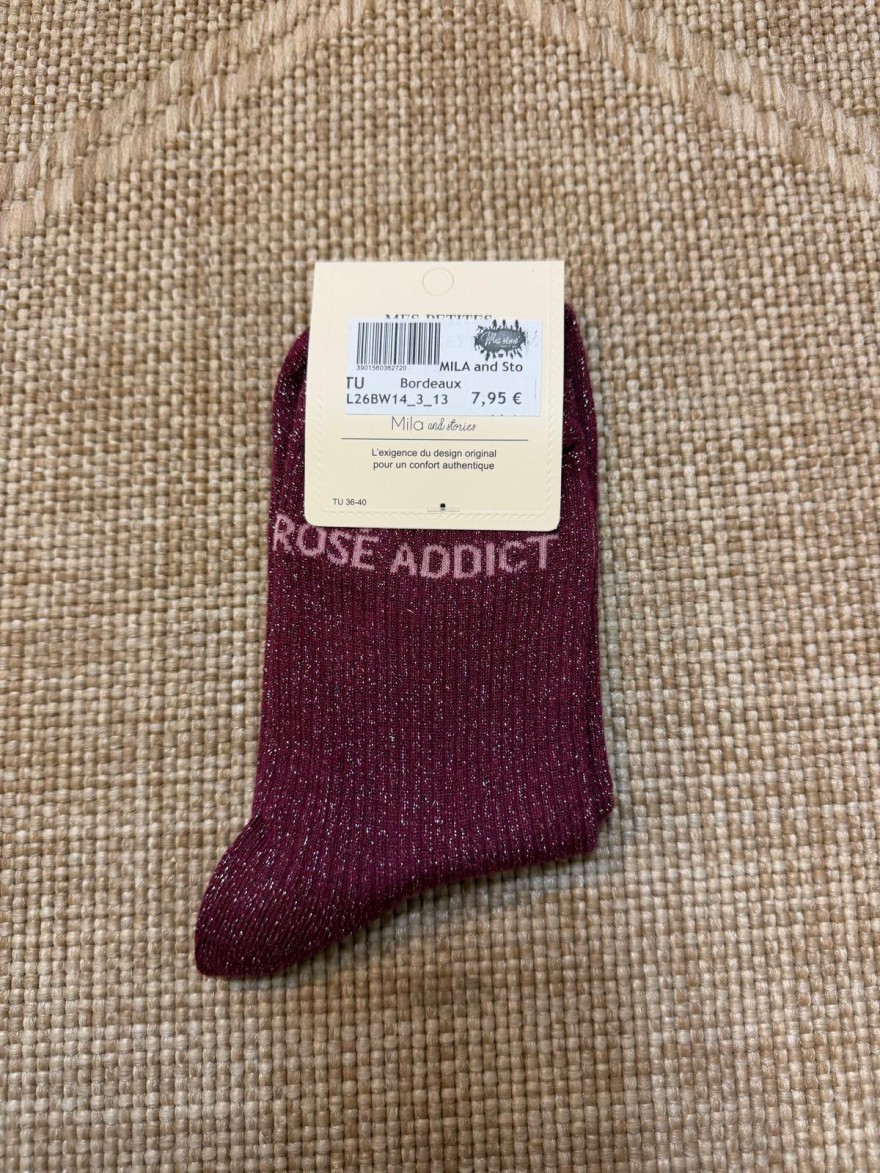Chaussettes Femme Rosé Addict Pailletées | Mila and Stories