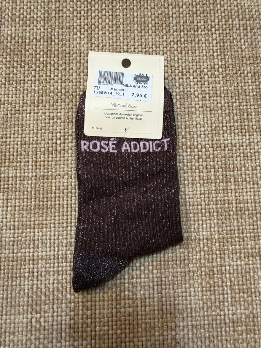 Chaussettes Femme Rosé Addict Pailletées | Mila and Stories