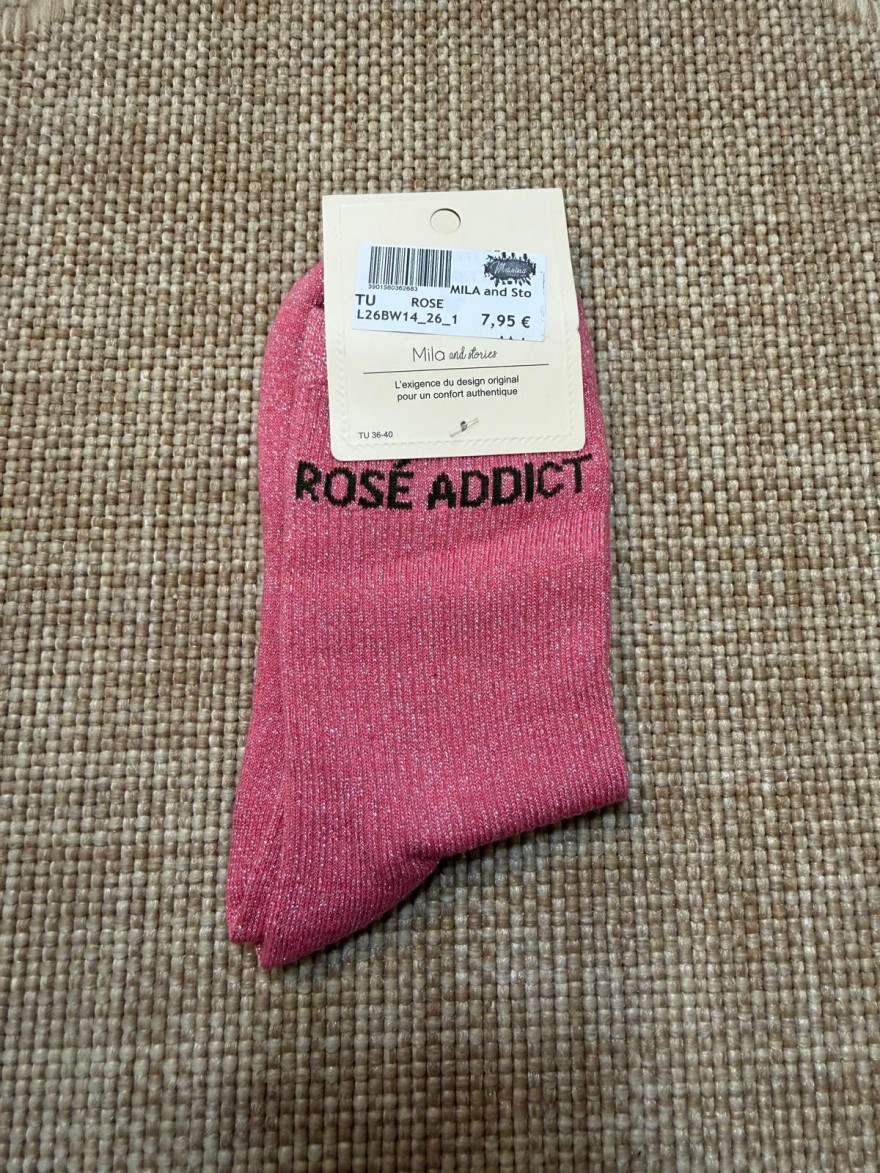 Chaussettes Femme Rosé Addict Pailletées | Mila and Stories