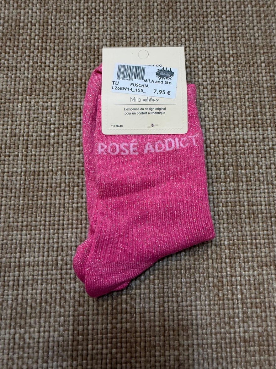 Chaussettes Femme Rosé Addict Pailletées | Mila and Stories