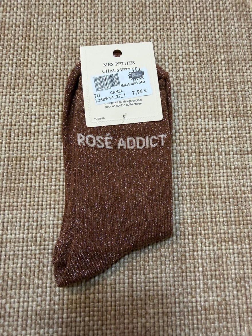 Chaussettes Femme Rosé Addict Pailletées | Mila and Stories