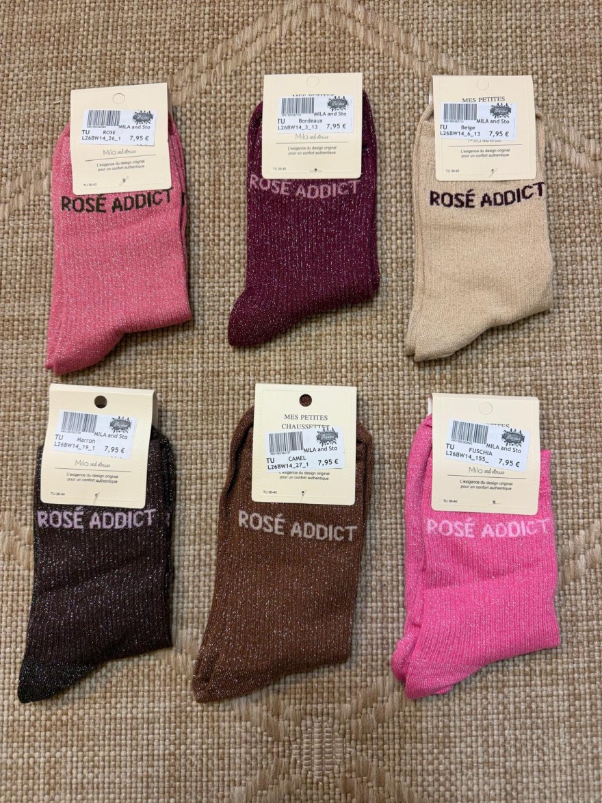 Chaussettes Femme Rosé Addict Pailletées | Mila and Stories