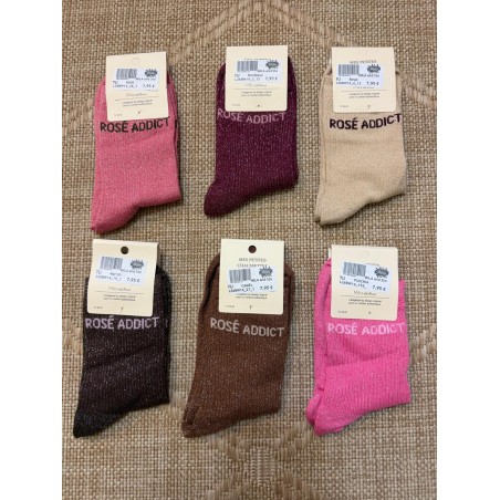 Chaussettes Femme Rosé Addict Pailletées | Mila and Stories
