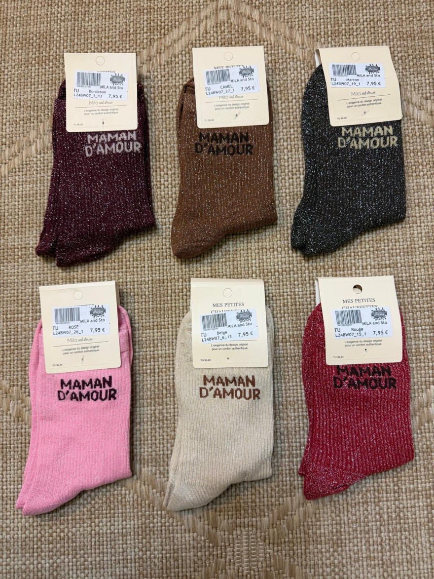 Chaussettes Maman d'Amour Pailletées Femme | Mila and Stories