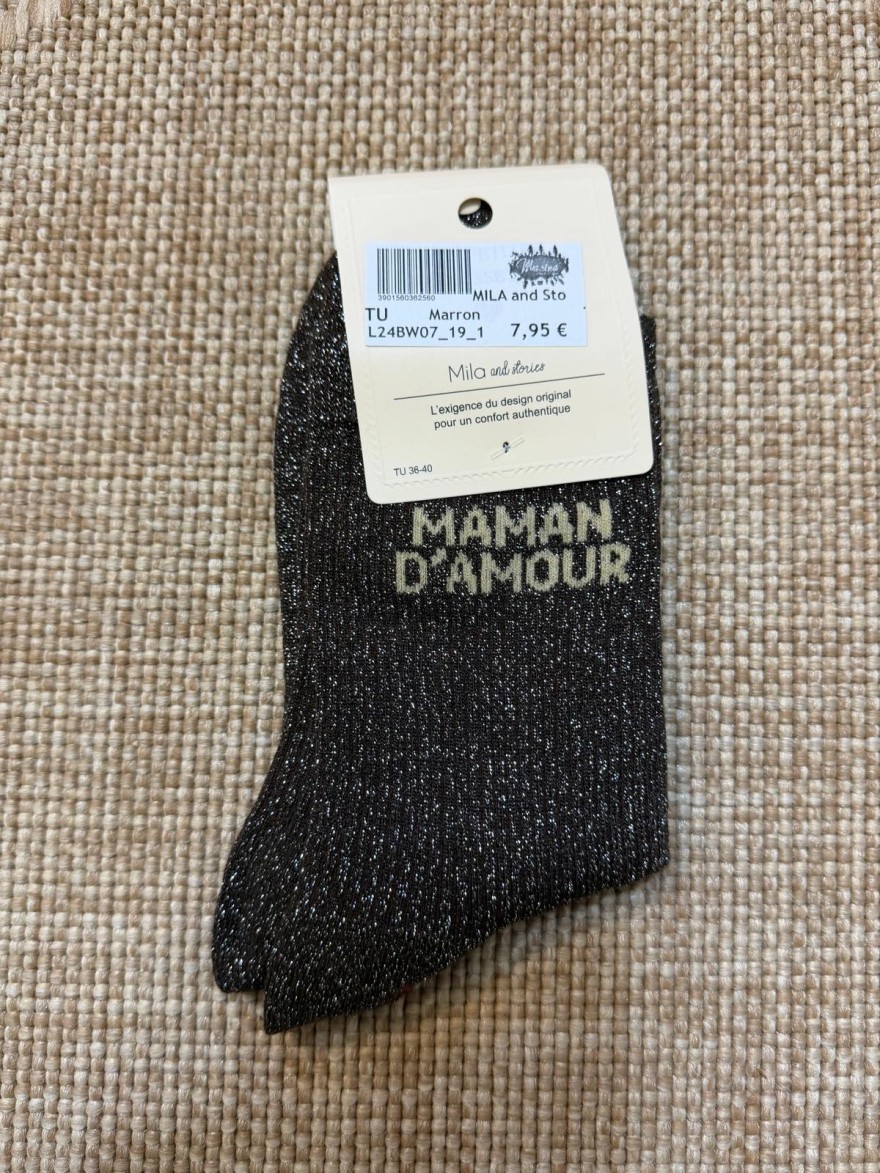 Chaussettes Maman d'Amour Pailletées Femme | Mila and Stories