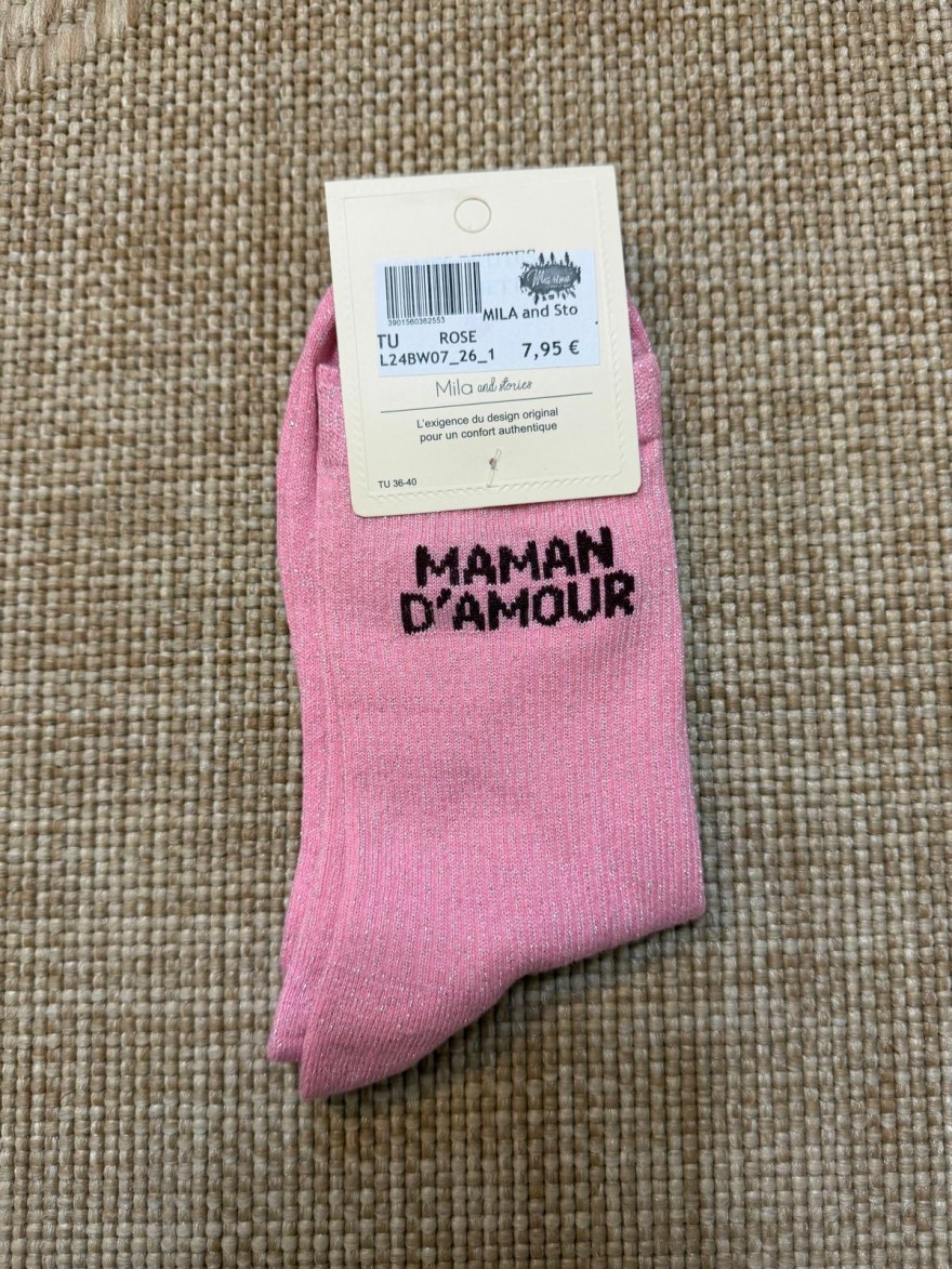 Chaussettes Maman d'Amour Pailletées Femme | Mila and Stories