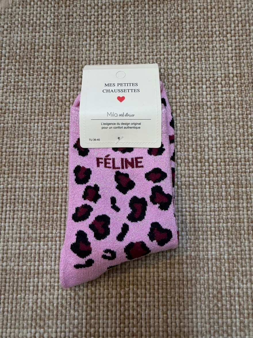 Chaussettes Féline Léopard Pailletées Femme | Mila and Stories