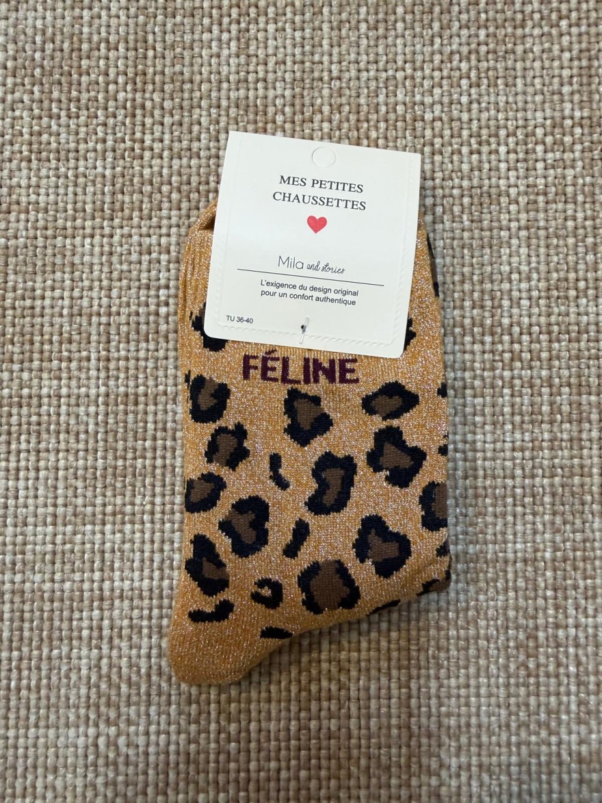 Chaussettes Féline Léopard Pailletées Femme | Mila and Stories